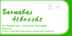 barnabas albrecht business card